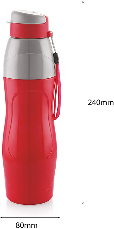 Plastic Insulated BPA Free Leak Proof Water Bottle for Gym, Swimming, Running/Easy Carry Ergonomic Reusable Drinking Container with Wide Mouth and Easy Flip Top Cap