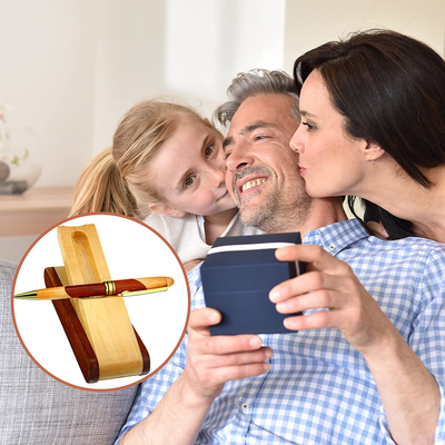 Luxury Wood Ballpoint Pens Personalized Pen Handmade Wooden Pen Writing Pen Business Gift Set for Men with Pen Display Holder Case and 10 Gel Ink Refills for Business Office Wedding Gift Supplies