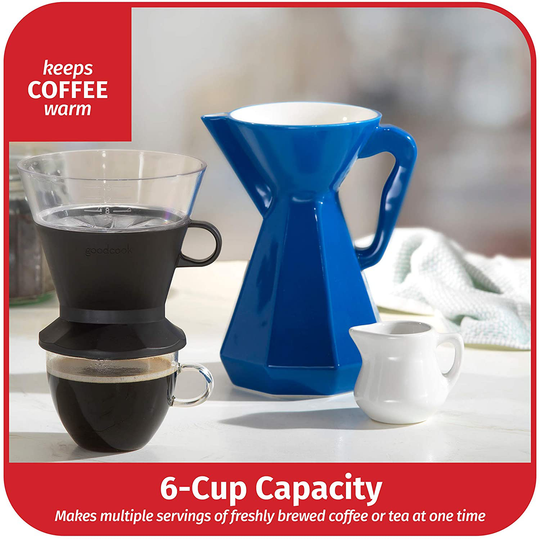 Goodcook Koffe 6-Cup Ceramic Pour Over Carafe Coffee Maker with #4 Paper Filters