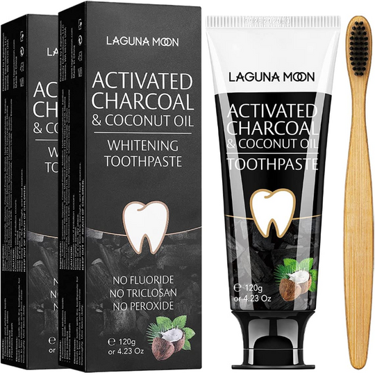 100% Natural Activated Charcoal & Coconut Oil Teeth Whitening Toothpaste