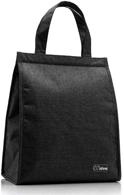 CCidea Lunch Bag For Men & Women, Simple Waterproof Insulated Large Adult Lunch Tote Bag (Black)