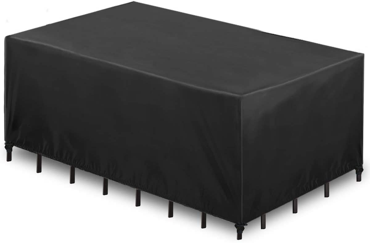 ESSORT Outdoor Furniture Cover Waterproof Patio Table Covers, 4-6 Seats Heavy Duty Windproof Square Garden Table Sofa Cover, UV-Resistan (83.5''x48.4''x29'')