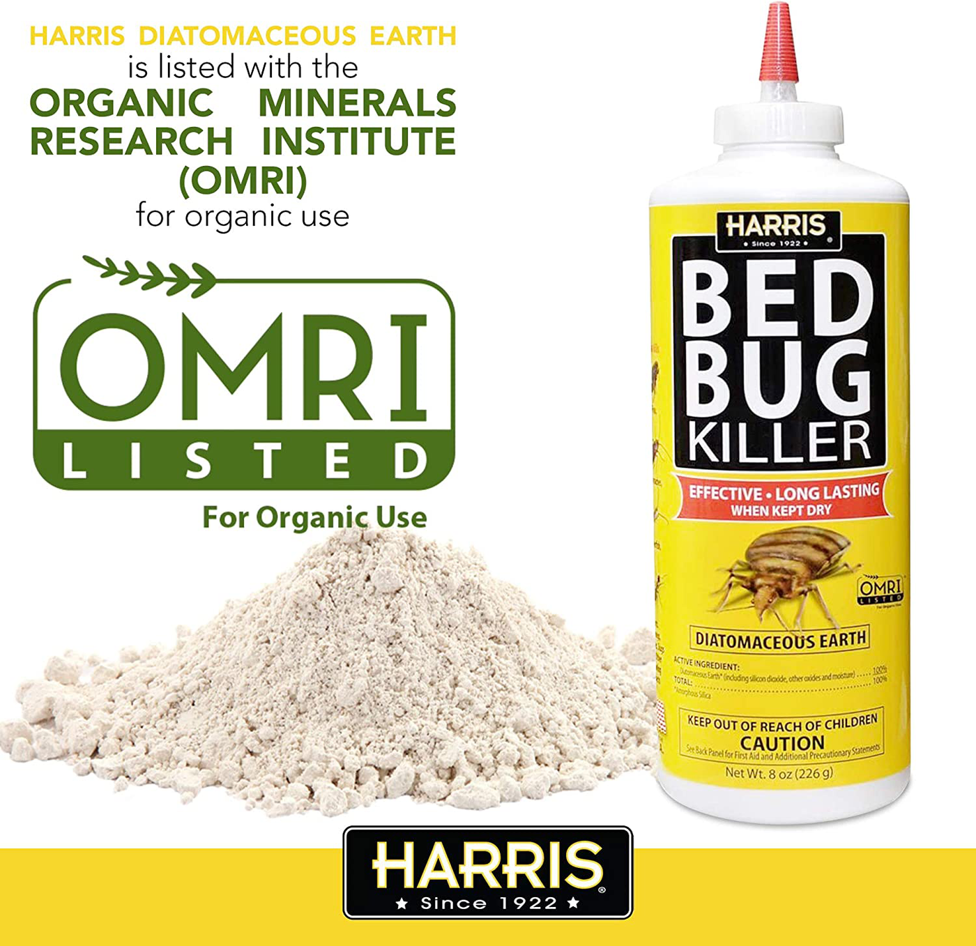 HARRIS Bed Bug Killer, Diatomaceous Earth (1/2lb)