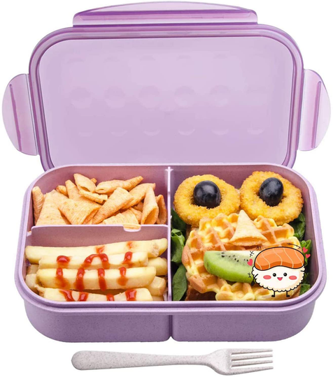 Bento Box,MISS BIG Bento Box for Kids,Ideal Leak Proof Lunch Box Kids,Mom’s Choice Kids Lunch Box, No BPAs and No Chemical Dyes,Microwave and Dishwasher Safe Lunch Containers(Purple)
