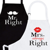 Nomsum, Mr. and Mrs. Right Apron Set, Couples Gift Set for Engagements, Weddings, Anniversaries and More, 2-Piece, Mr Right Mrs Always Right, One-size