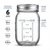 Regular-Mouth Glass Mason Jars, 16-Ounce (6-Pack) Glass Canning Jars with Silver Metal Airtight Lids and Bands with Measurement Marks, for Canning, Preserving, Meal Prep, Overnight Oats, Jam, Jelly,