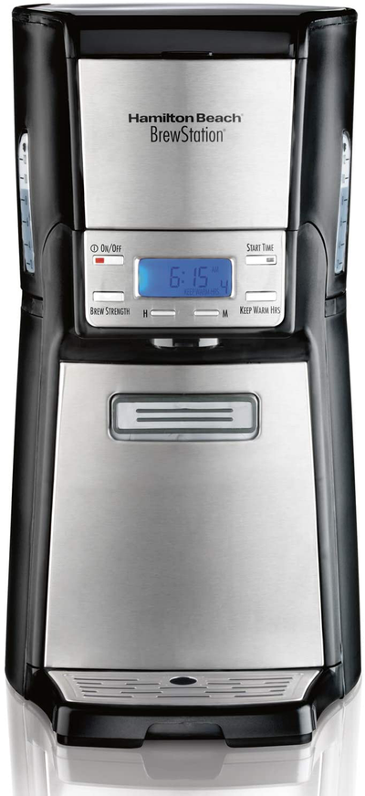Hamilton Beach (47950) Coffee Maker with 12 Cup Capacity & Internal Storage Coffee Pot, Brewstation, Black/Stainless Steel