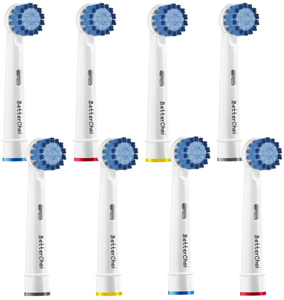 8pcs Sensitive Gum Care Replacement Brush Heads Compatible with Oral b Braun Electric Toothbrush. Soft Bristle for Superior and Gentle Clean.