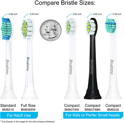 Brushmo Compact Replacement Toothbrush Heads Compatible for HX6023 to Use with Philips Sonicare Electric Toothbrush, 8 Pack