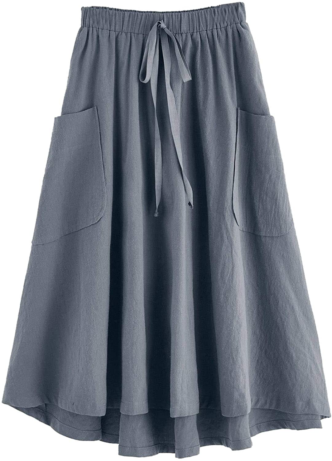 SweatyRocks Women's Casual High Waist Pleated A-Line Midi Skirt with Pocket