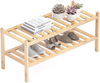 Dranixly Bamboo 2-Tier Shoe Rack Stackable Shoe Shelf Storage Organizer for Entryway, Hallway and Closet, 27.2"x11"x13.2" (Natural)