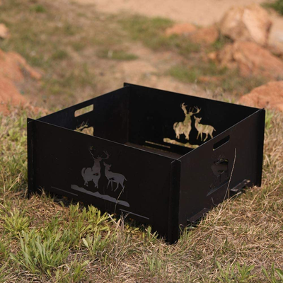Portable Plug Fire Pit, Heavy Duty Outdoor Living FirePit for Wilderness Camping 15.8"