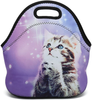 Boys Girls Kids Women Adults Insulated School Travel Outdoor Thermal Waterproof Carrying Lunch Tote Bag Cooler Box Neoprene Lunchbox Container Case (Wish Cat)