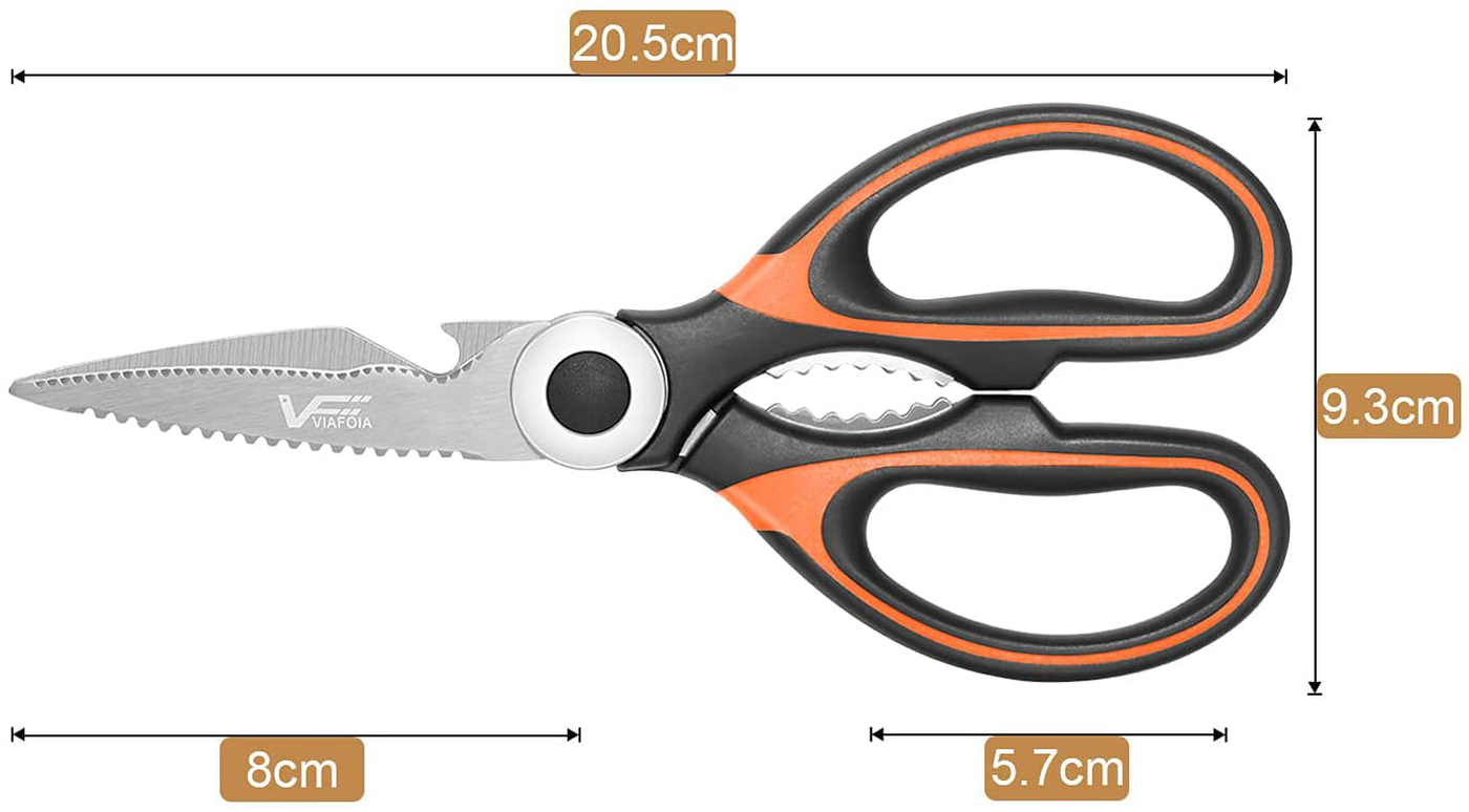 VIAFOIA Kitchen Scissors Heavy Duty, Stainless Steel Sharp Scissors with Cover, Multi-Purpose Kitchen Shears for Food, Poultry, Fish, Meat, Vegetables, Herbs, BBQ, Bones, Nuts…