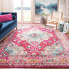 Safavieh Monaco Collection MNC243D Boho Chic Medallion Distressed Non-Shedding Stain Resistant Living Room Bedroom Area Rug 4' x 4' Square Pink/Multi