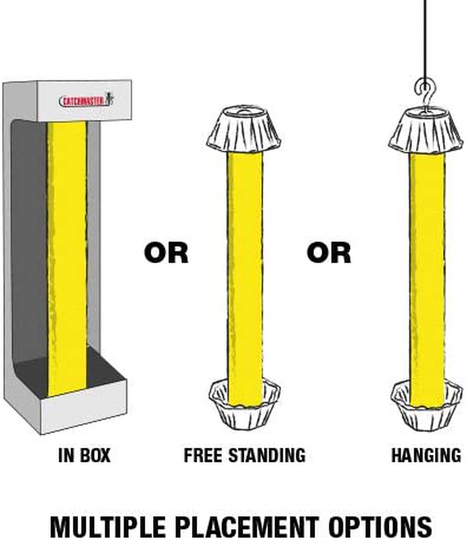 Catchmaster Gold Stick Sticky Fly Trap Indoor / Outdoor - 10.5 Inches Tall - Non-Toxic Fly Bait Included - Pack of 4 Fly Traps