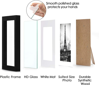 upsimples 8x10 Picture Frame Set of 10,Display Pictures 5x7 with Mat or 8x10 Without Mat,Multi Photo Frames Collage for Wall or Tabletop Display,Dark Brown Woodgrain