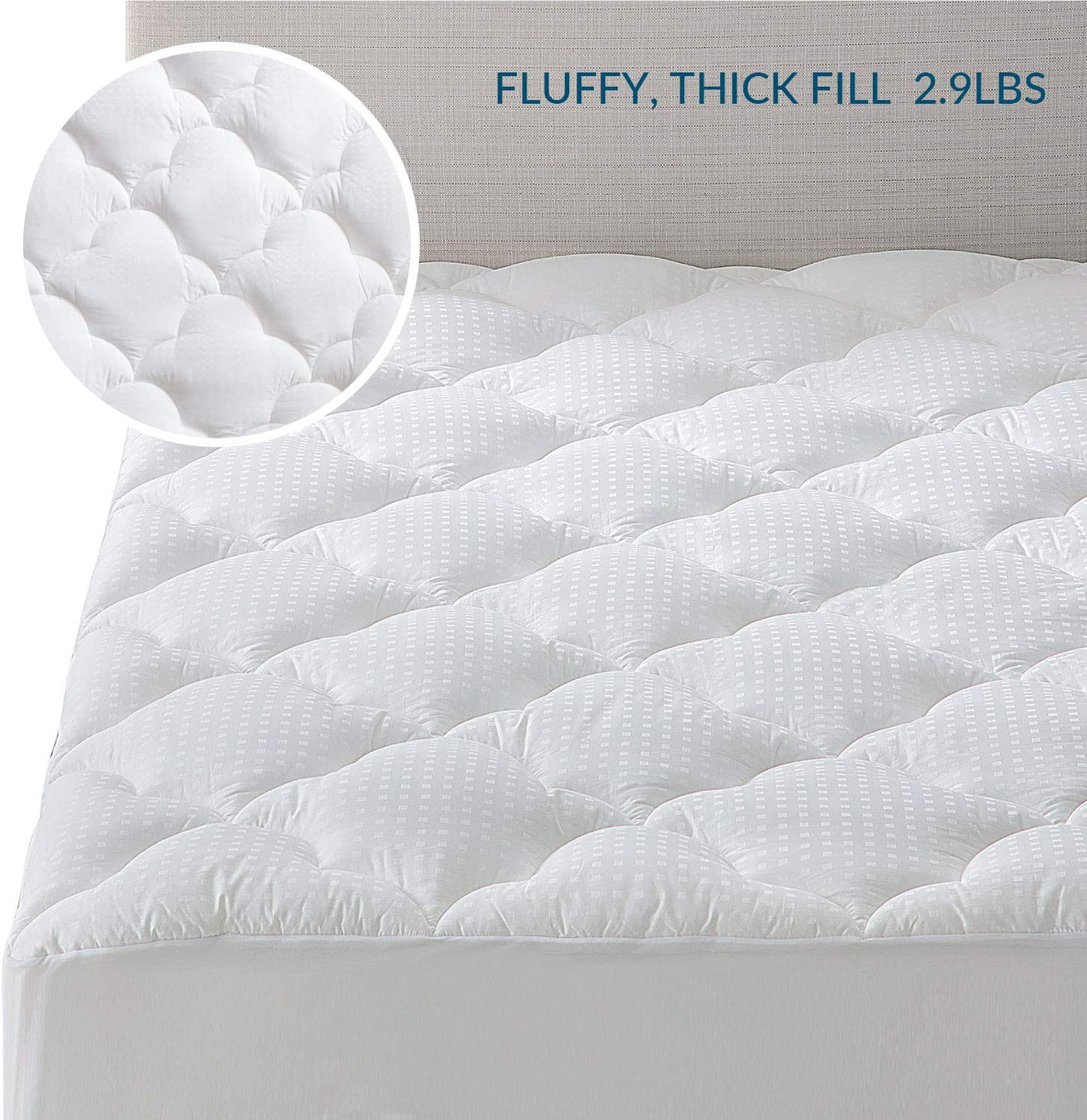 Bedsure Twin Mattress Topper - Cotton Mattress Pad Pillow Top Cooling Quilted Mattress Cover with Deep Pocket, Single Padded PillowTop with Fluffy Down Alternative Fill