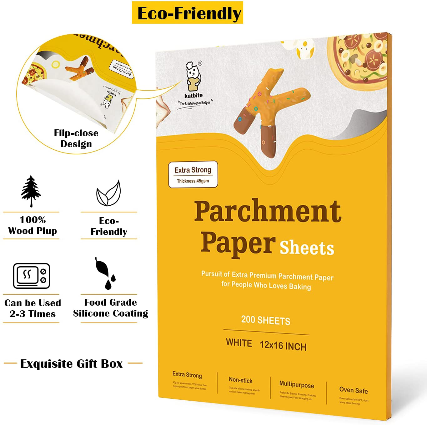 Katbite 16x24 inch Heavy Duty Parchment Paper Sheets, 100Pcs Precut Non-Stick Full Parchment Sheets for Baking, Cooking, Grilling, Frying and Steaming, Full Sheet Baking Pan Liners, Commercial Baking