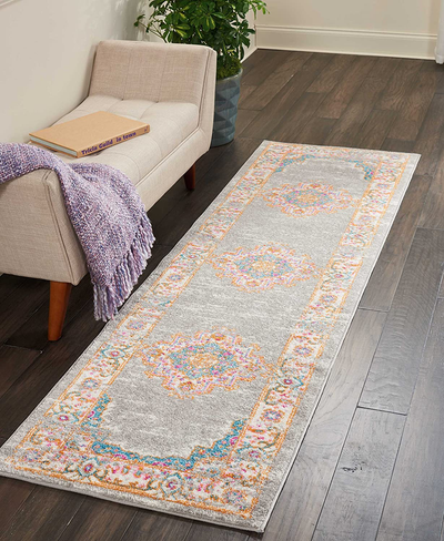 Nourison Passion Traditional Area Rug, 2'2" x 7'6", Grey, 7 Feet