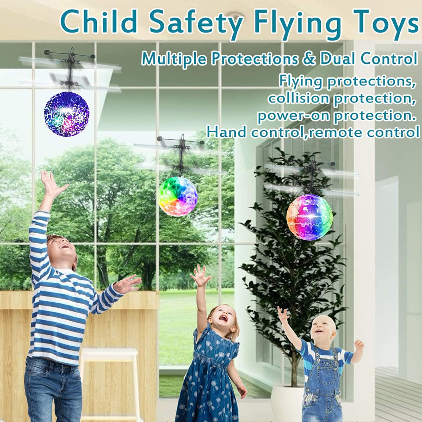 Flying Ball, 2 Pack Kids RC Toys Helicopter with Remote Controller Flying Toys Recharge Light Up Ball Mini Drones Holiday Christmas Stocking Stuffers for Kids Boys Xmas Gifts Indoor Outdoor Games