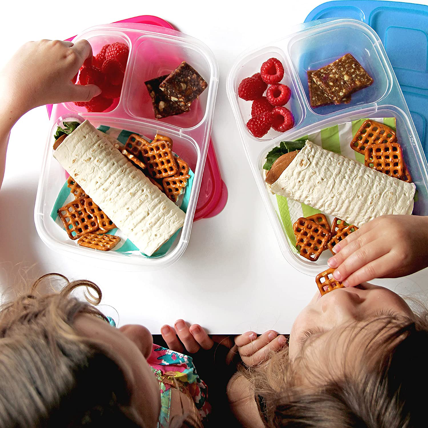 EasyLunchboxes - Bento Lunch Boxes - Reusable 3-Compartment Food Containers for School, Work, and Travel, Set of 10, (Classic)