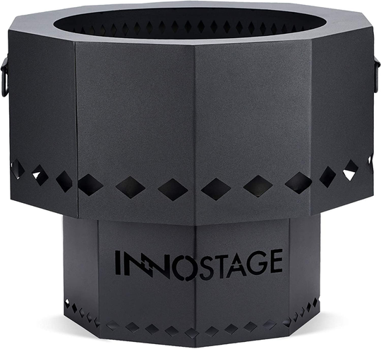 Patented Stainless Bonfire Fire Pit with Portable Carrying Storage Bag, Smoke-Free Firepit Bowl for Wood Pellet with Stand for Outdoor Campfire Flame or BBQ on Patio Garden Backyard - M