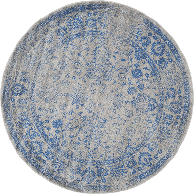 Safavieh Adirondack Collection ADR109A Oriental Distressed Non-Shedding Stain Resistant Living Room Bedroom Area Rug, 4' x 4' Round, Grey / Blue