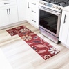 Maples Rugs Reggie Floral Non Skid 2pc Kitchen Rugs Set [Made in USA] Washable Floor Mat for Under Sink, Entryway, and Laundry Multi, 2pc Set, Merlot