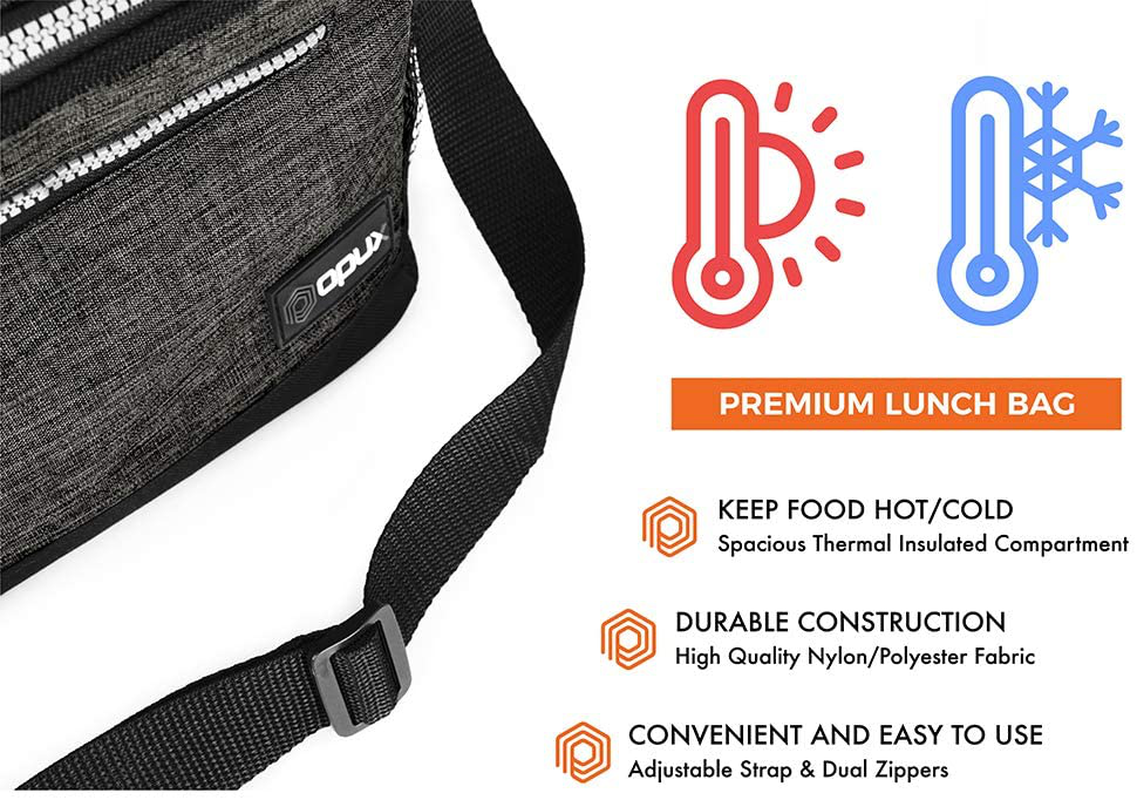 OPUX Insulated Lunch Box for Women Men, Leakproof Thermal Lunch Bag for Work, Reusable Lunch Cooler Tote, Soft School Lunch Pail for Kids with Shoulder Strap, Pockets, 14 Cans, 8L, Floral Grey