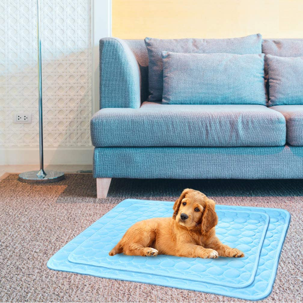 MeiLiMiYu Washable Dog Cooling Mat Ice Silk Pet Self Cooling Pad Blanket