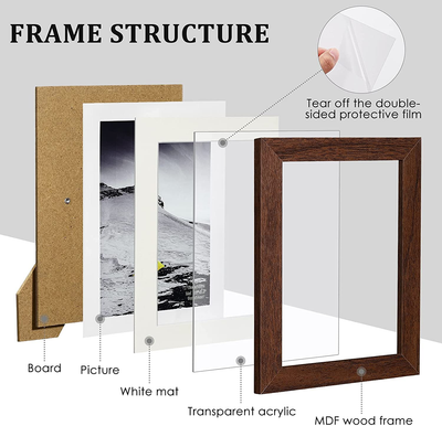 Picture Frames Set of 11 PCS Photo Frames Collage with Mat for Wall Tabletop Including Four 4x6 inch/ Four 5x7 inch/ Two 8x10 inch/ One 11x14 inch