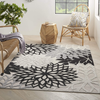 Nourison Aloha Indoor/Outdoor Floral Black White 2'8" x 4' Area Rug, (3' x 4')