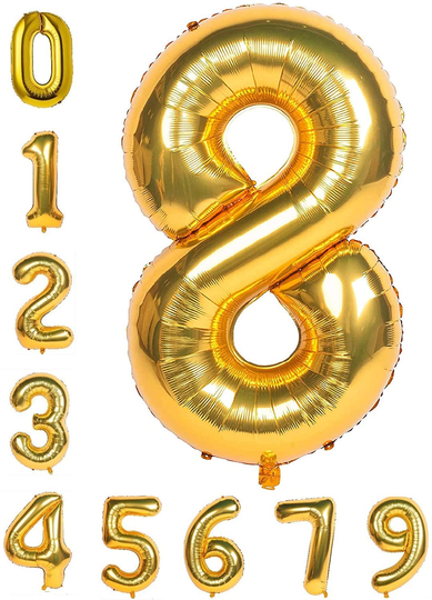 40 Inch Gold Large Number Balloons - Foil Mylar  Decorations