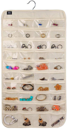 BB Brotrade HJO80 Hanging Jewelry Organizer,80 Pocket Organizer for Holding Jewelries(Beige)