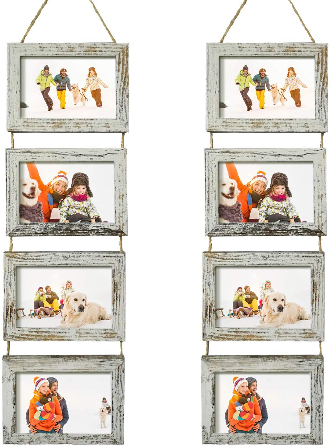 4x6 Wall Hanging Picture Frames Collage with 8 Opening Distressed White Frames,2 Packs