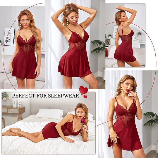 Avidlove Lingerie Women Chemise Nightgown Sexy Nighty Lace Babydoll Sleepwear Slip Dress S-XXL