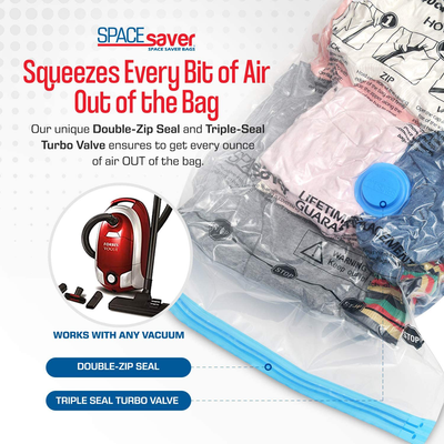 Spacesaver Premium Vacuum Storage Bags (2 x Small, 2 x Medium, 2 x Large) (80% More Storage Than Leading Brands) Free Hand Pump for Travel!