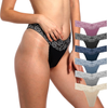 6 Pack Women's Sexy Lace Cotton Thongs Low Waist Underwear Soft Seamless Panties