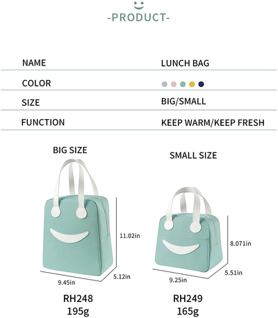 AIBIANOCEL Lunch Bag for Womens and Mens,Waterproof Lunch Boxes for Adult,Reusable Lunchboxes for Work,School Picnic ,Insulated Lunch Tote Bag Women(CC001GRS,GREY,S)