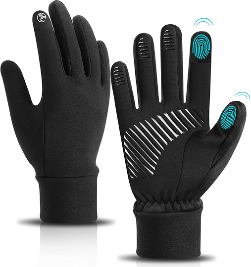 Thermal Black Warm Gloves for Men Women Waterproof Touchscreen Non-Slip Gloves