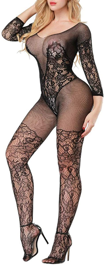 Women's Fishnet Bodystocking Crotchless Bodysuit 