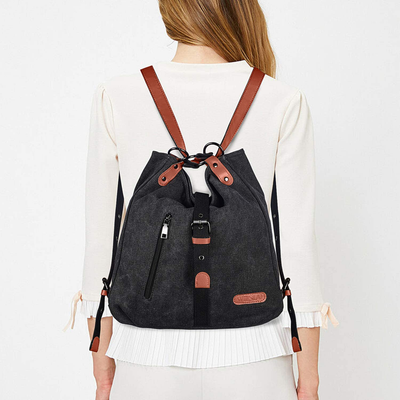 Backpack Purse for Women Canvas Tote Bag, Wear-resistant and Dirt-proof Convertible Backpack for School Office Travel