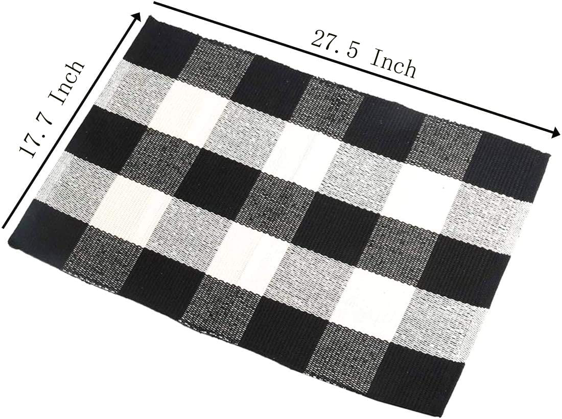 Buffalo Check Area Rug,Hauswahl Cotton Plaid Rug Black/White Hand-Woven Buffalo Checkered Floor Mats Washable Carpet for Porch Doormat Kitchen Rugs (2'x3', Black/White)