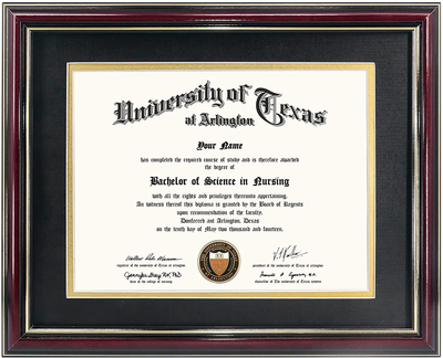 GraduationMall 8.5x11 Certificate Diploma Frame,Solid Wood & UV Protection Acrylic,Cherry Finish with Gold Trim