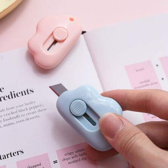 WOIWO 3PCS Mini Cloud Portable Box Cutter Cute Paper Cutter Cutting Paper Blade Office School Supplies Stationery Gift