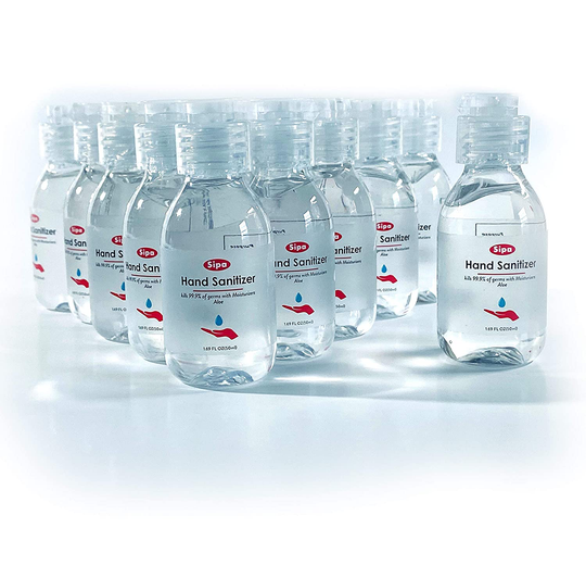 Sipa Bulk Hand Sanitizer Travel Size Bundle 1.69 oz (Pack of 50) 75% Ethyl Alcohol, Protect Against Germs with Vitamin E Formula