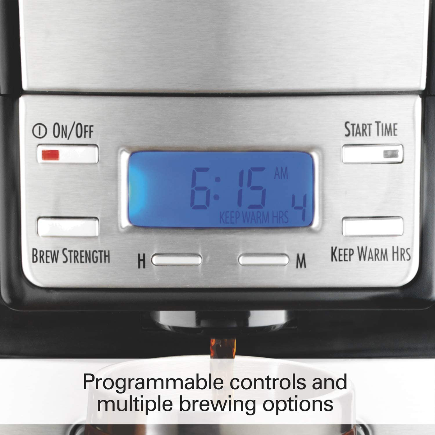 Hamilton Beach (47950) Coffee Maker with 12 Cup Capacity & Internal Storage Coffee Pot, Brewstation, Black/Stainless Steel
