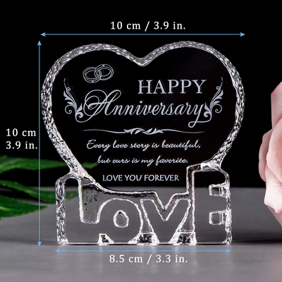 YWHL Wedding Anniversary Romantic Gift for Her, Crystal Engraved Gift for Couples, Love Gift for Wife