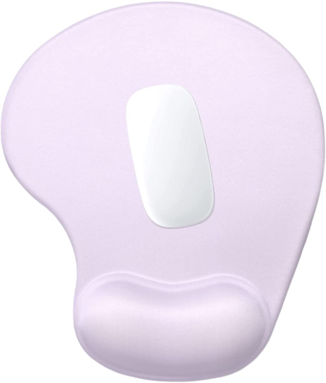 Hsurbtra Ergonomic Mouse Pad with Wrist Rest Support, Gel Mouse Pads with Non-Slip PU Base, Pain Relief Memory Foam Mousepad for Laptop PC, Cute Office Supplies Desk Decro Accessories Vanilla Purple